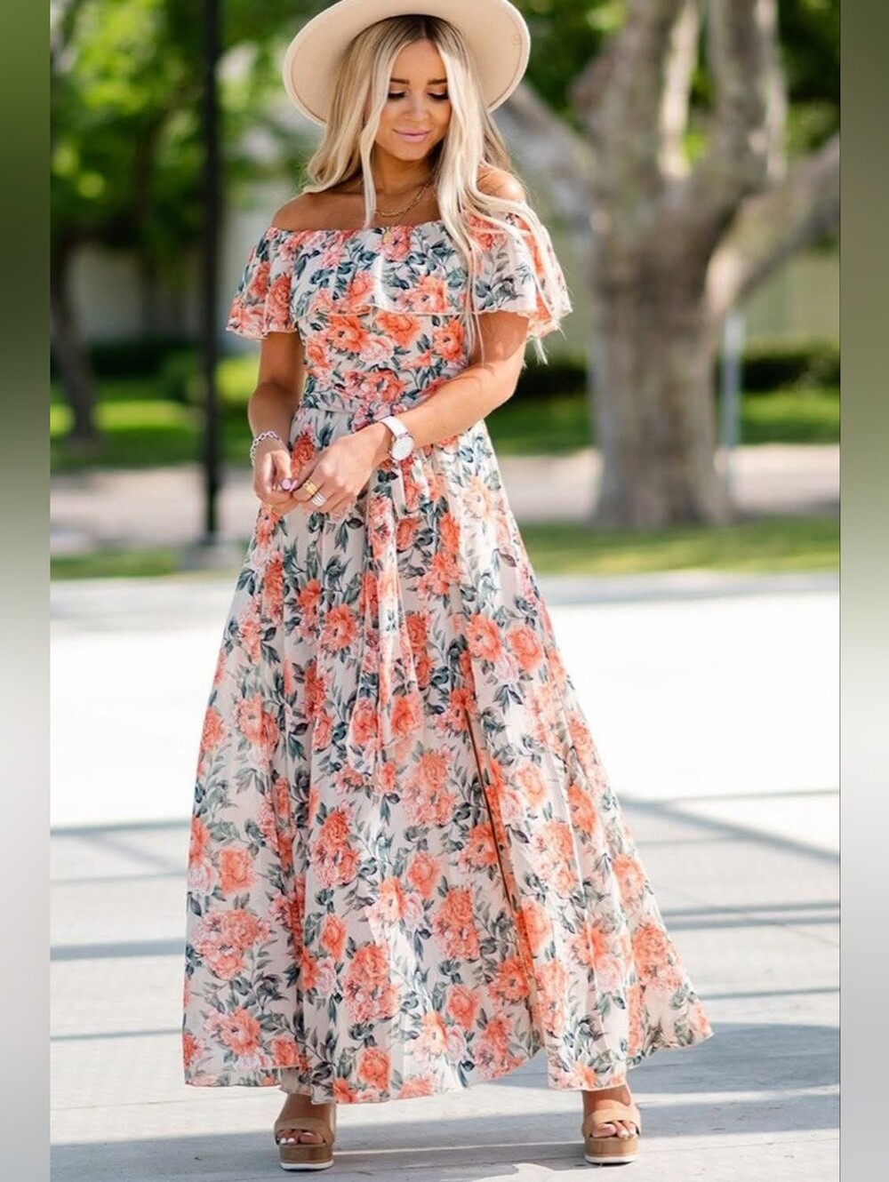 LAST ONE! Off The Shoulder Floral Maxi Dress